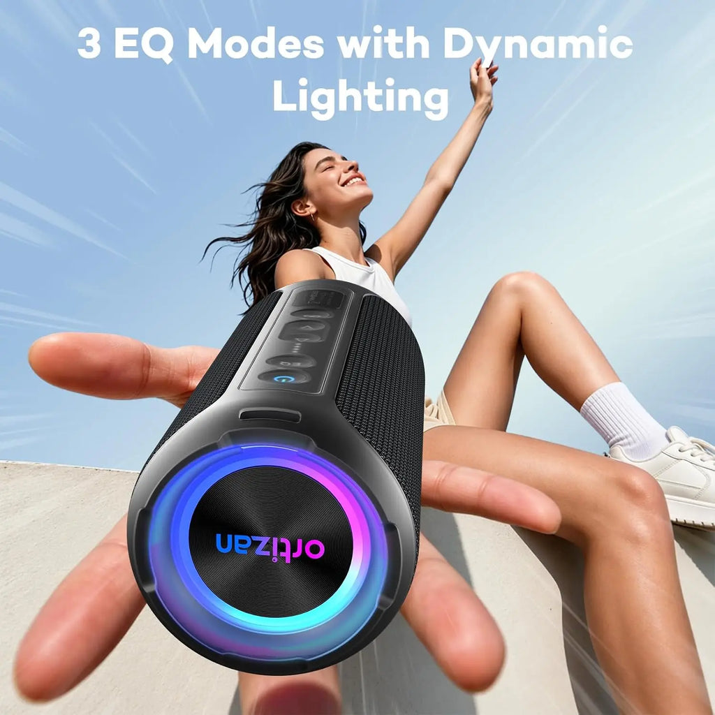 Veylora Ortizan Bluetooth Speaker, 40W Peak Outdoor Portable Loud Speakers Wireless with Deep Bass, USB/AUX/TF Card Port, RGB Light, TWS Stereo, EQ, IPX7 Waterproof for Party, Beach, Kayaking, Camping, Backyard, Garage
