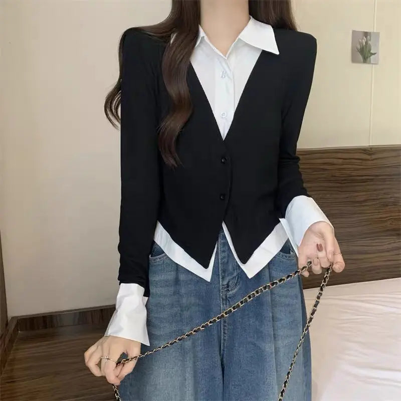 Veylora Striped Shirts & Blouses For Women Basic Modern Long Youthful Clothes Cute And Elegant New 2025 Aesthetic Plus Size Woman Top