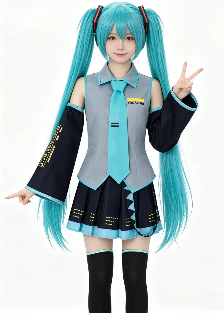 Veylora Anime Character Performance Clothes MIKU Anime Clothes Cosplay Clothes JK Skirt Same Suit Wig Accessories Halloween Costume