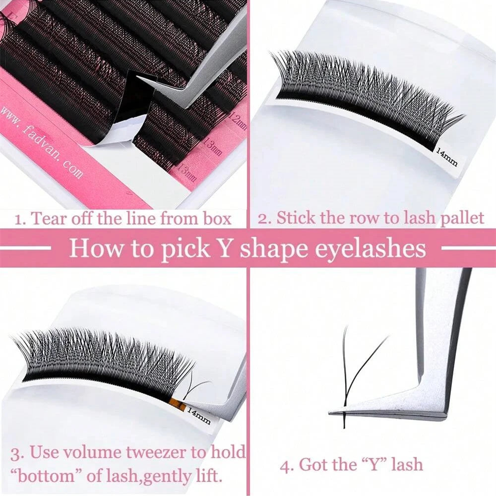 Veylora YY Shape 6-15mm Lashes 2D 0.07/0.05mm Faux Mink C/D Curl Natural Soft Brazilian Premade Volume Fan Eyelashes Extension