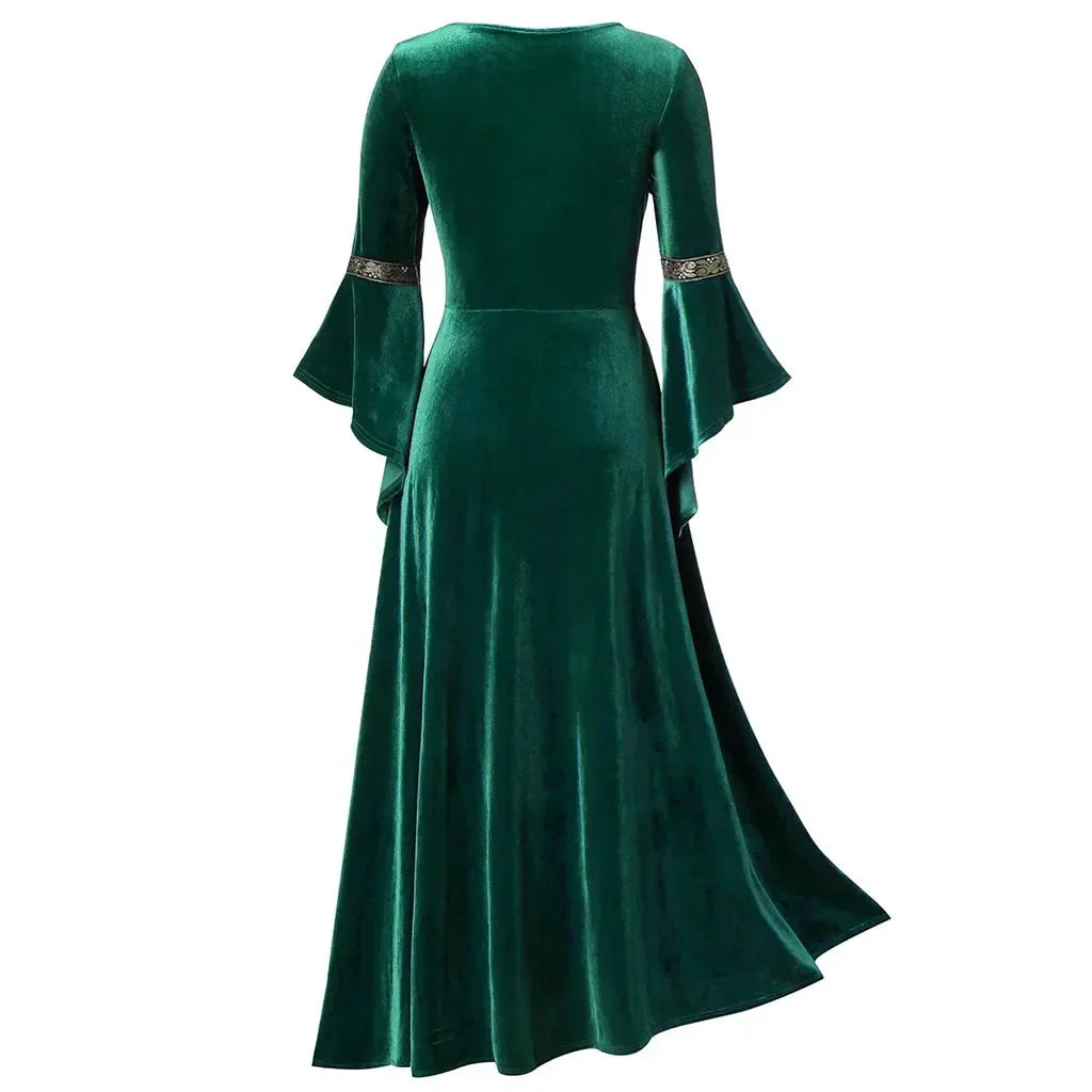 Veylora Halloween Women Dress Costumes For Women Long Sleeve Medieval Cosplay Vintage Vampire Witch Victorian Gothi Bandage Dress
